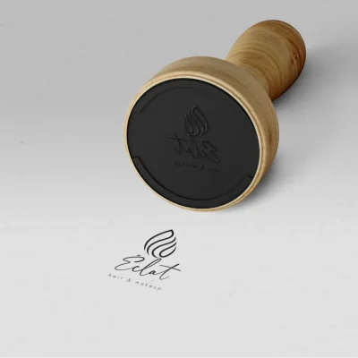 Ξύλινη σφραγίδα με εταιρικό λογότυπο για εκτύπωση σε χάρτινες και υφασμάτινες τσάντες