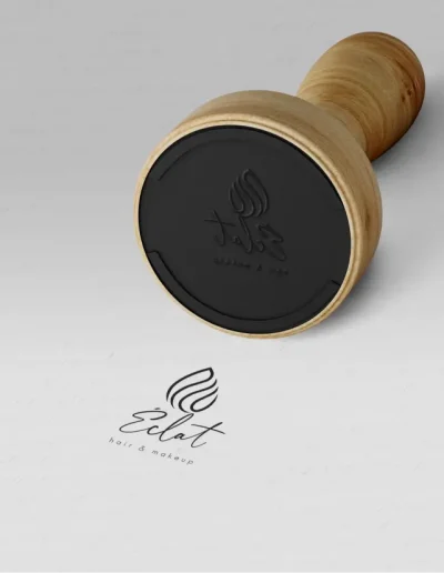 Ξύλινη σφραγίδα με εταιρικό λογότυπο για εκτύπωση σε χάρτινες και υφασμάτινες τσάντες