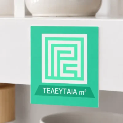 Αυτοκόλλητος δείκτης σήμανσης ραφιού με ένδειξη Τελευταία m² για καταστήματα με πλακάκια και δάπεδα, χωρίς ελάχιστη παραγγελία από το 10DS Print.
